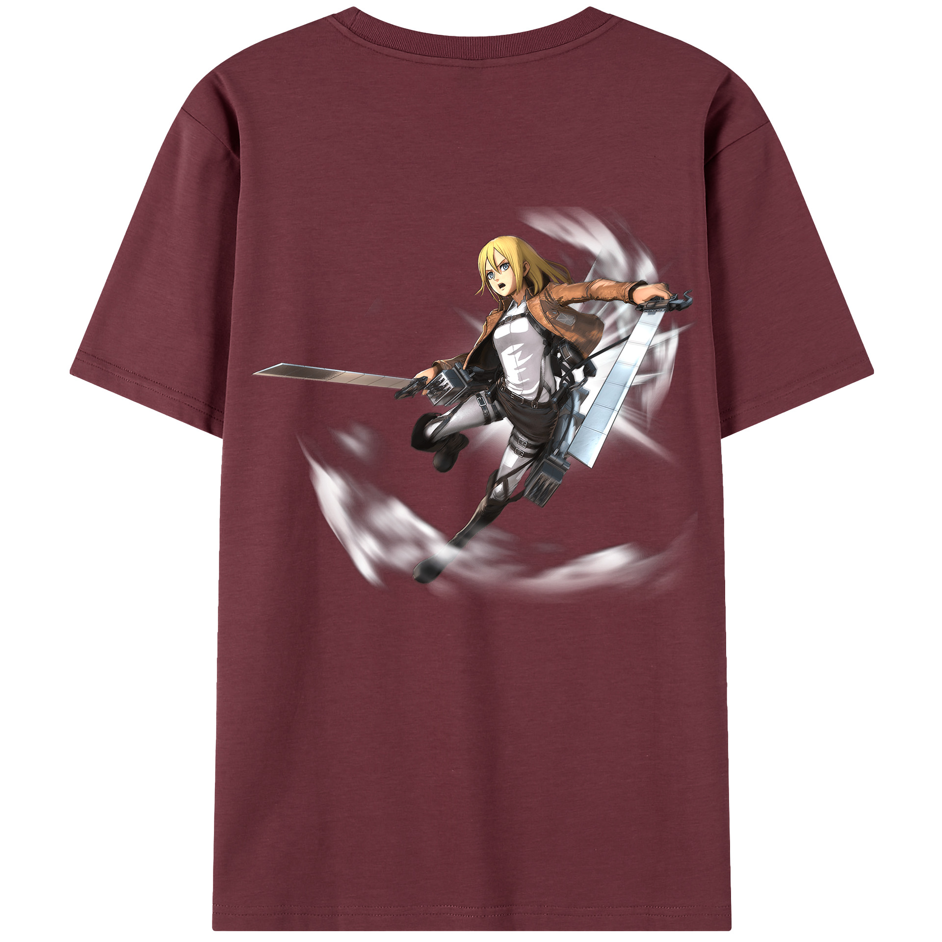 （画像用） 進撃の巨人 クリスタ·レンズ Attack on Titan Christa Lenz 綿100％半袖Tシャツ（背面プリント）